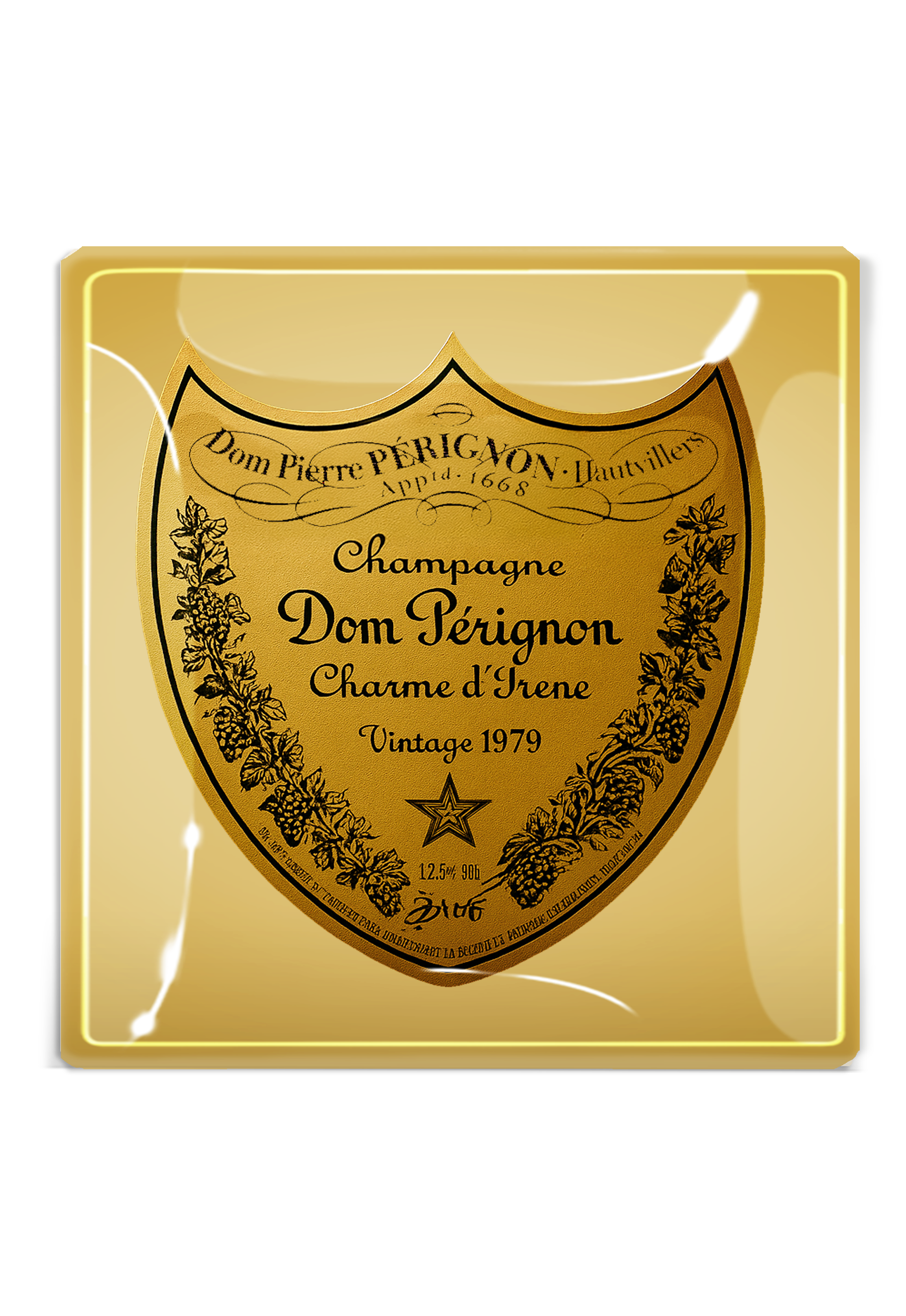 Vintage Dom Pérignon Brut Decoupage Glass Tray: 6"X 6" - r. h. ballard shop & gallery