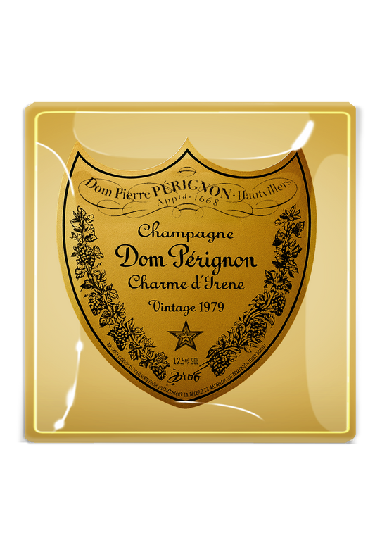 Vintage Dom Pérignon Brut Decoupage Glass Tray: 6"X 6" - r. h. ballard shop & gallery