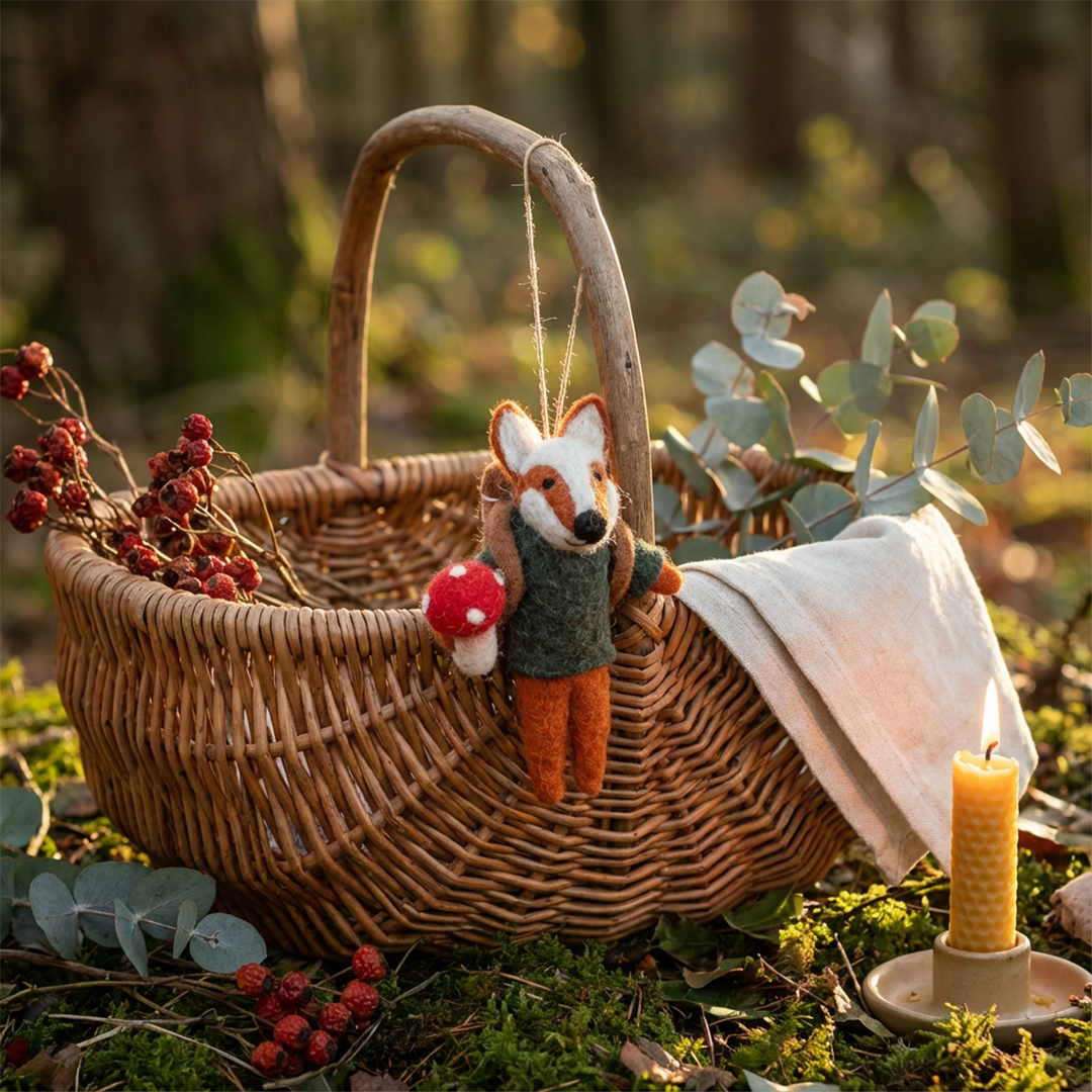 Handmade Felt Frankie Foraging Fox Decoration - r. h. ballard shop & gallery