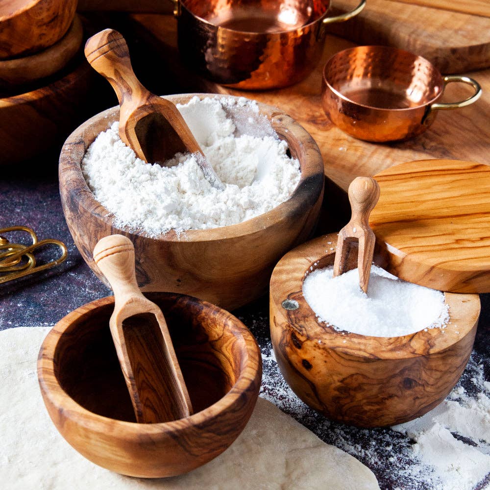 Olive Wood Salt Scoops: Small