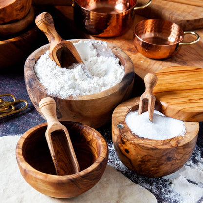 Olive Wood Salt Scoops: Small