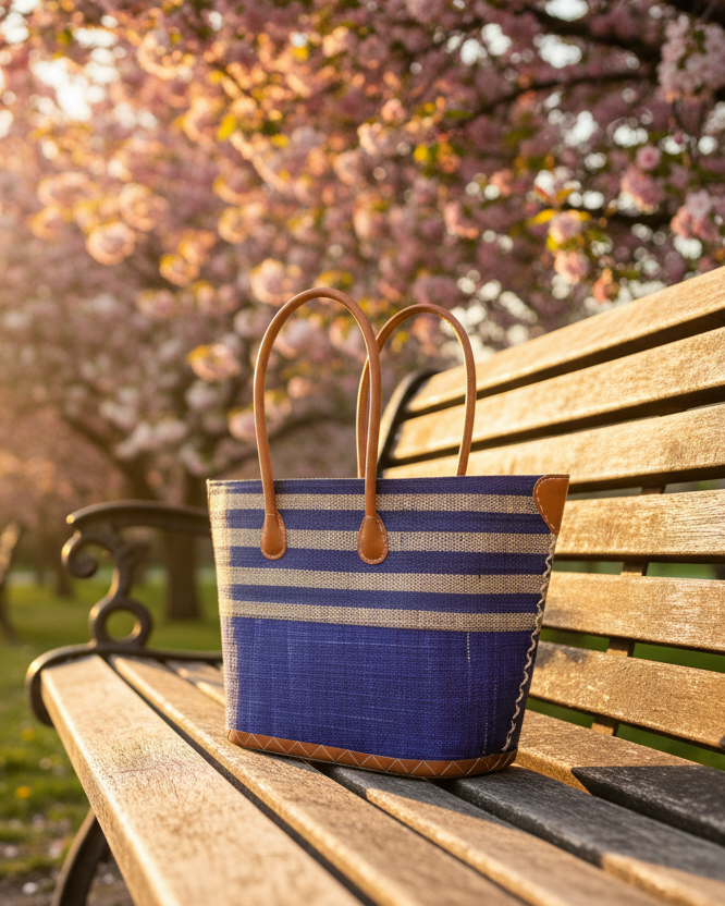 Santa Cruz Two Tone Wide Stripe Raffia Straw Tote Bag: Small: Fuchsia Two Tone - r. h. ballard shop & gallery