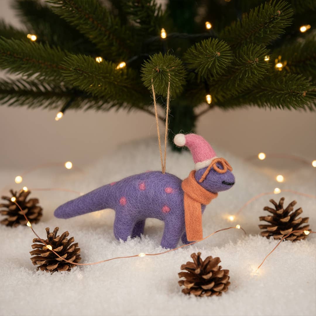 Handmade Felt Demi the Dinosaur Hanging Decoration - r. h. ballard shop & gallery