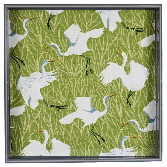 Egret & Reed Square Lacquer Serving Tray - r. h. ballard shop & gallery