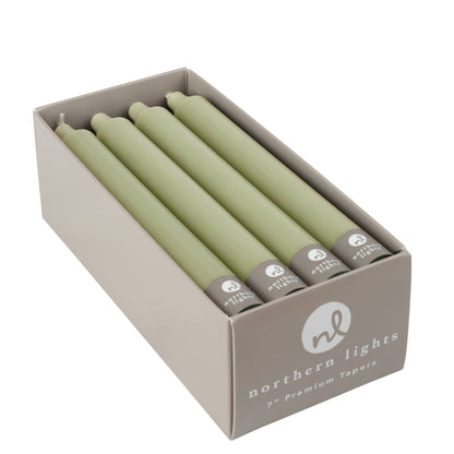 7" Taper Candles - 12pc Box: Sage Green