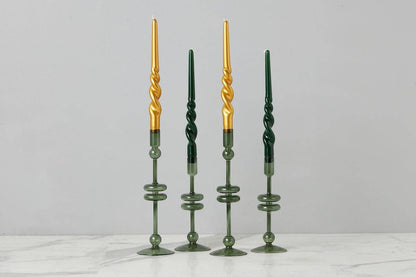 Emerald Glass Candlestick Pair, Small - r. h. ballard shop & gallery