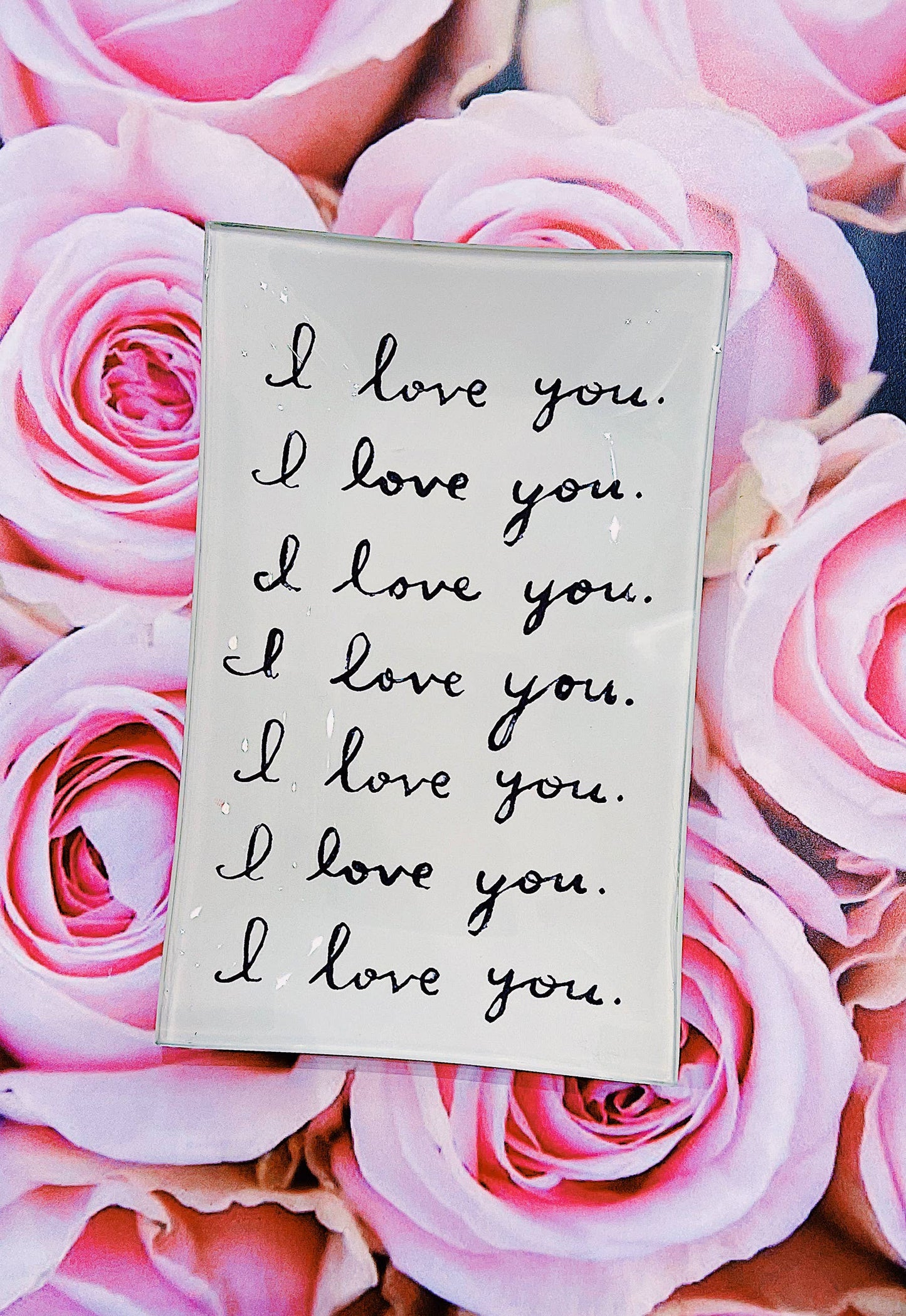 I Love You. I Love You. Decoupage Glass Tray: (2) 3.5"X 5.5" - r. h. ballard shop & gallery