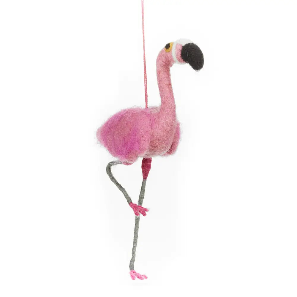 Handmade Frankie Flamingo Felt Ornament