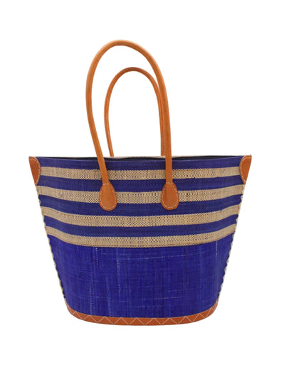 Santa Cruz Two Tone Wide Stripe Raffia Straw Tote Bag: Small: Fuchsia Two Tone - r. h. ballard shop & gallery