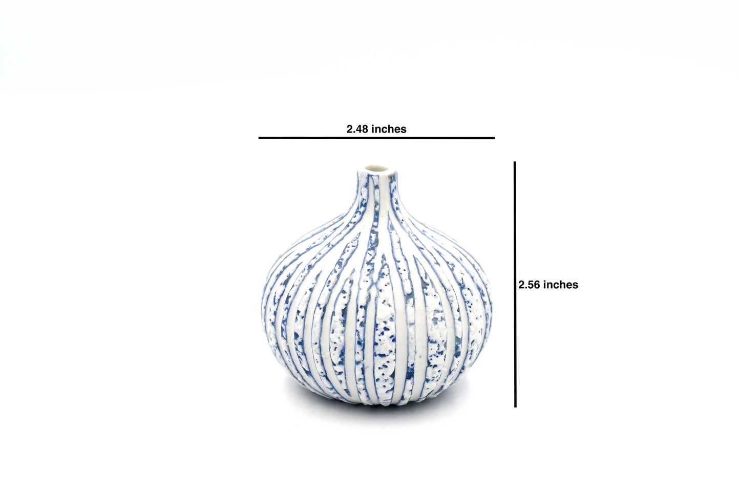 CONGO White and Blue Textured Stripe S-Porcelain Bud Vase