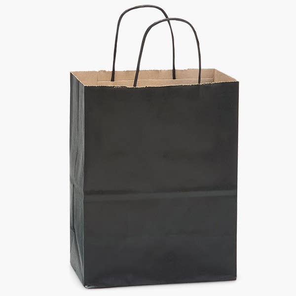 Recycled Kraft Color Paper Retail Shopping Bags: Black / 100 Pack / Cub 8x4.75x10.5" - r. h. ballard shop & gallery
