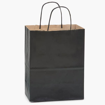 Recycled Kraft Color Paper Retail Shopping Bags: Black / 100 Pack / Cub 8x4.75x10.5" - r. h. ballard shop & gallery