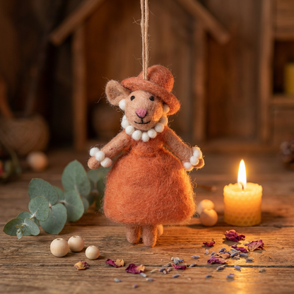 Handmade Felt Evelyn the Mouse Hanging Decoration - r. h. ballard shop & gallery