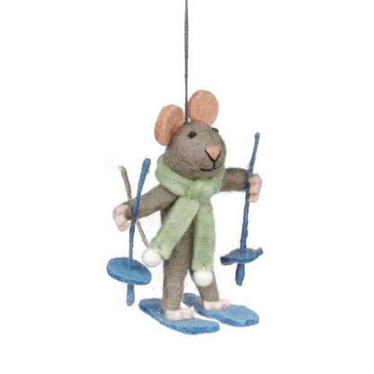 Handmade Felt Sylvia the Skiing Mouse Christmas Decoration - r. h. ballard shop & gallery