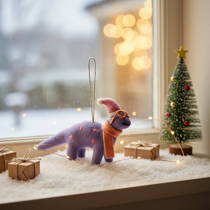 Handmade Felt Demi the Dinosaur Hanging Decoration - r. h. ballard shop & gallery