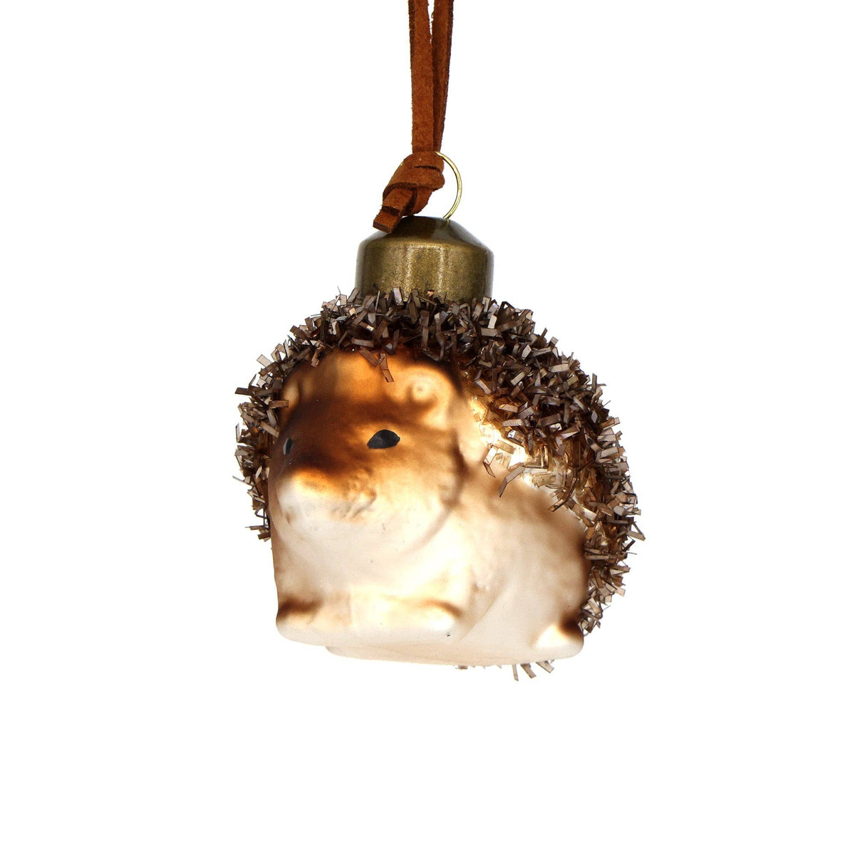 Hedgehog Holiday Ornament, Handmade Glass