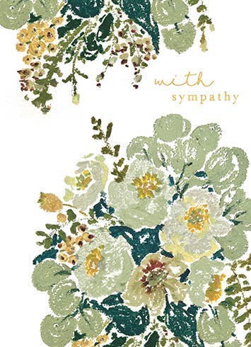 WHITE FLORAL SYMPATHY GREETING CARD 4.5 x 6.25" - r. h. ballard shop & gallery