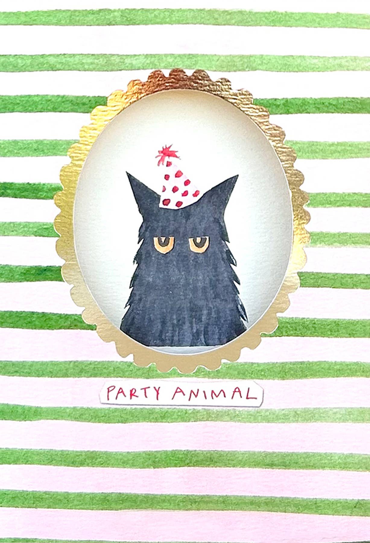 BIRTHDAY CAT PARTY DIECUT GREETING CARD POET & PAINTER - r. h. ballard shop & gallery