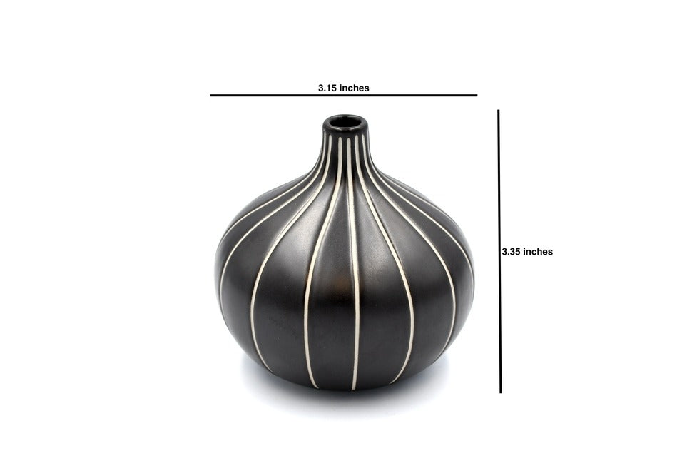 Congo Dark Brown Stripe Large Porcelain Bud Vase