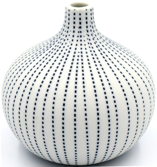 Congo Blue & White Dots Porcelain Bud Vase