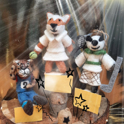 Handmade Felt Wimbledon Fox Hanging Tennis Dec