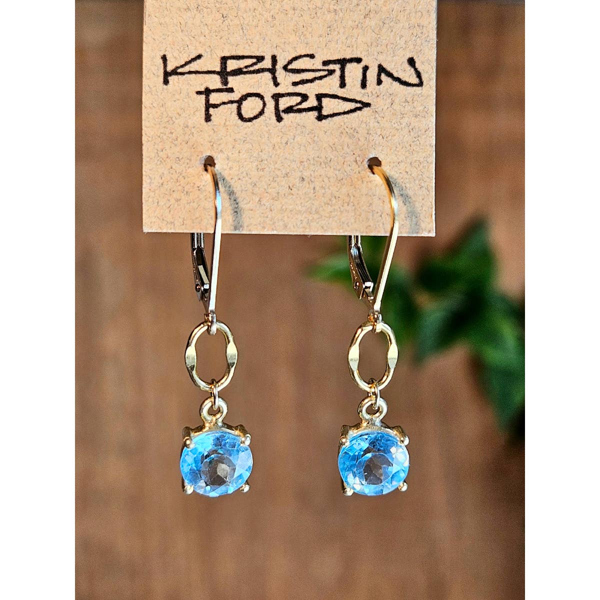 Gold Filled Blue Topaz Earrings