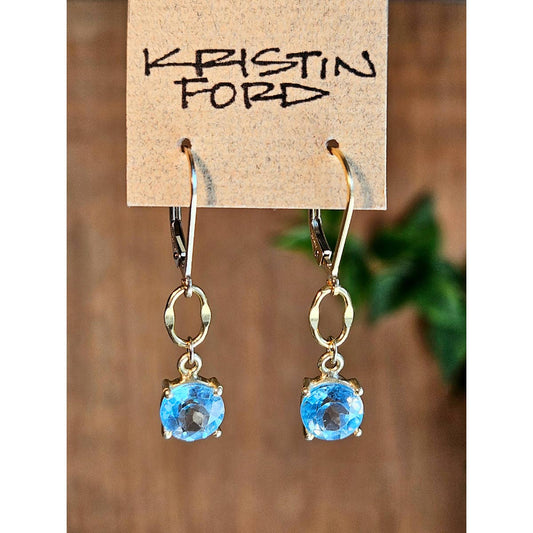 Gold Filled Blue Topaz Earrings