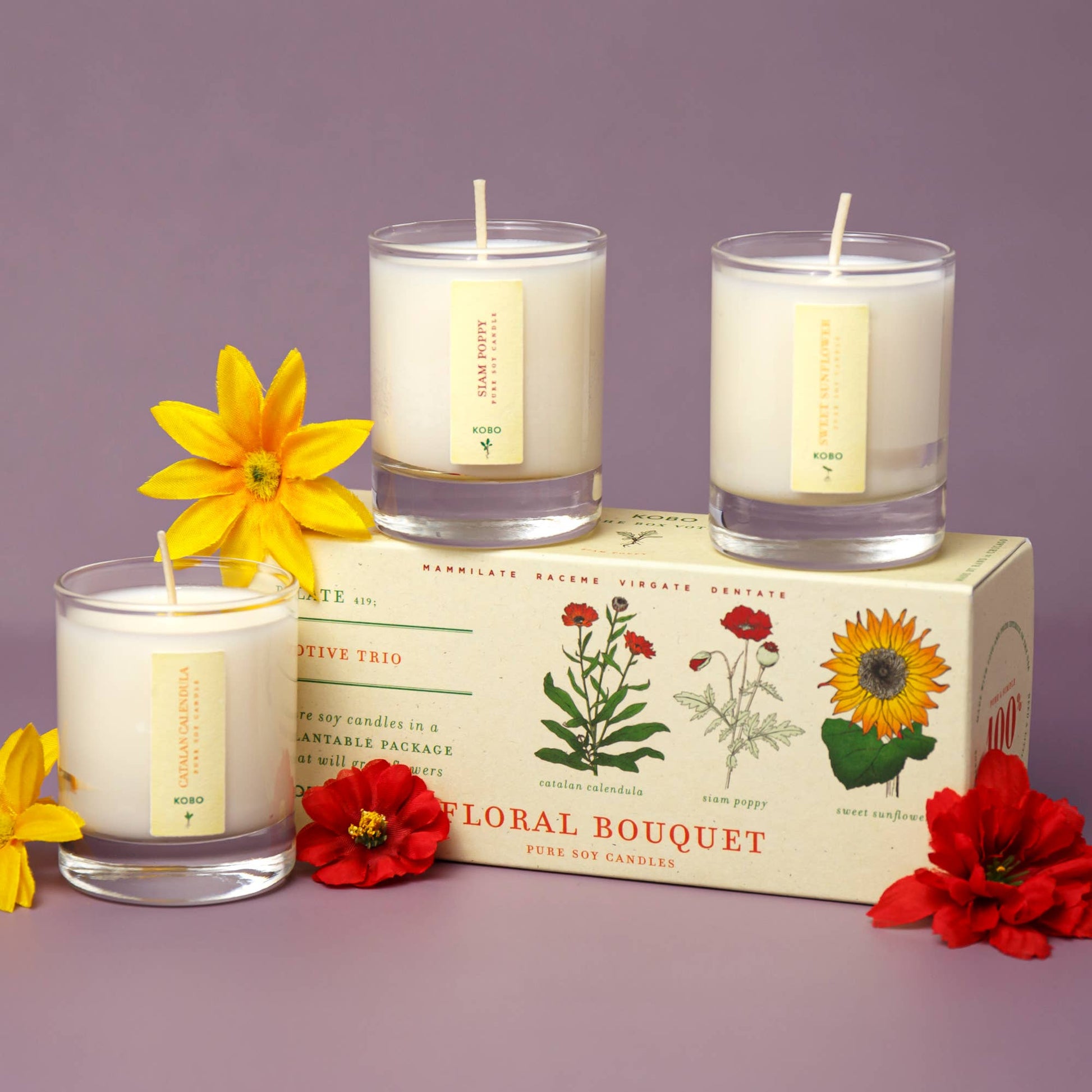 Plant the Box Votive Candle Trio - Floral Bouquet - r. h. ballard shop & gallery