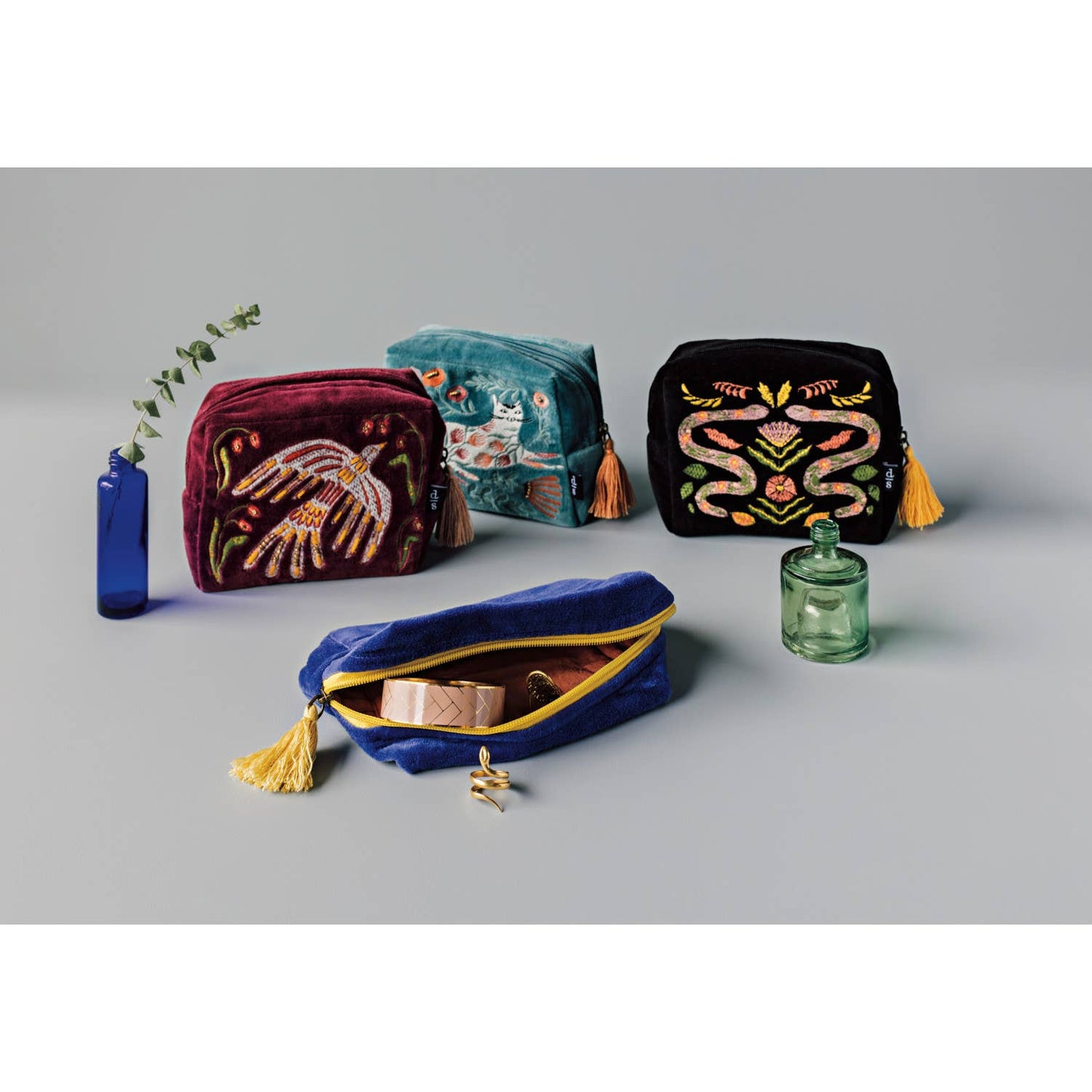 Plume Bird Embroidered Pouch