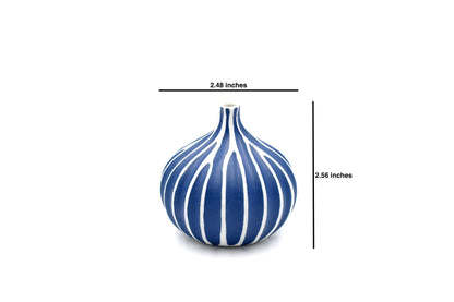 CONGO Small Blue and White Stripe Porcelain Bud Vase