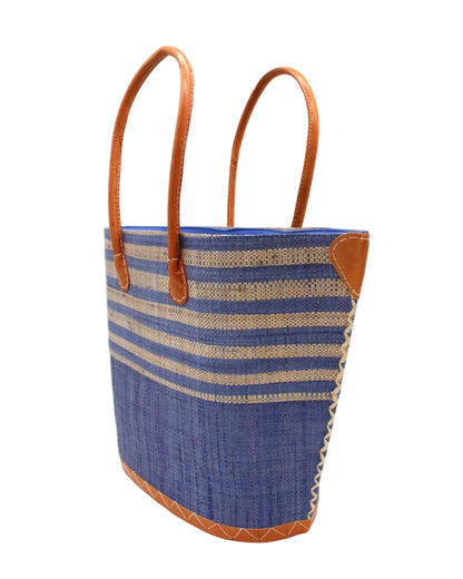 Santa Cruz Two Tone Wide Stripe Raffia Straw Tote Bag: Small: Fuchsia Two Tone - r. h. ballard shop & gallery