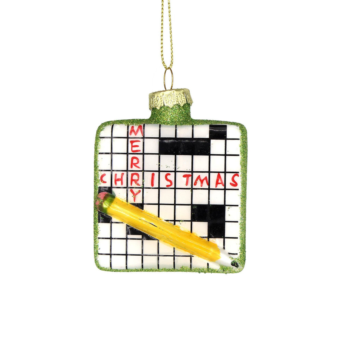 Crossword Holiday Ornament Hand Painted