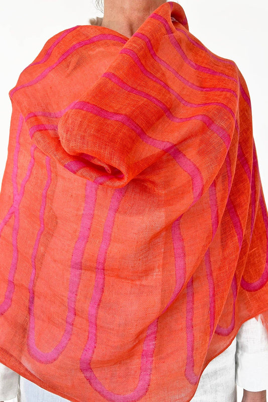 Linen Scarf: Loopy Pink/Melon