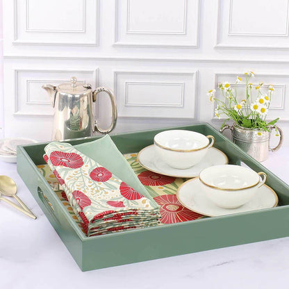 Camellia Bouquet  Square Lacquer Serving Tray