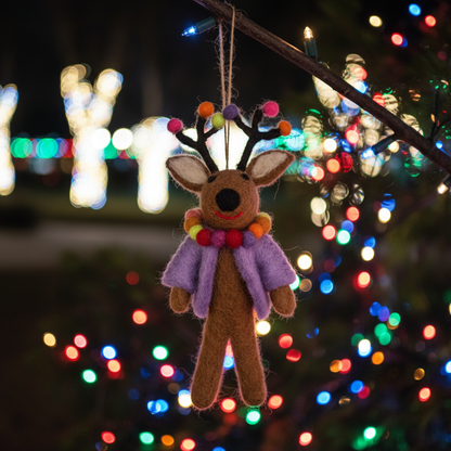 Handmade Felt Donner the Neon Reindeer Christmas Decoration - r. h. ballard shop & gallery