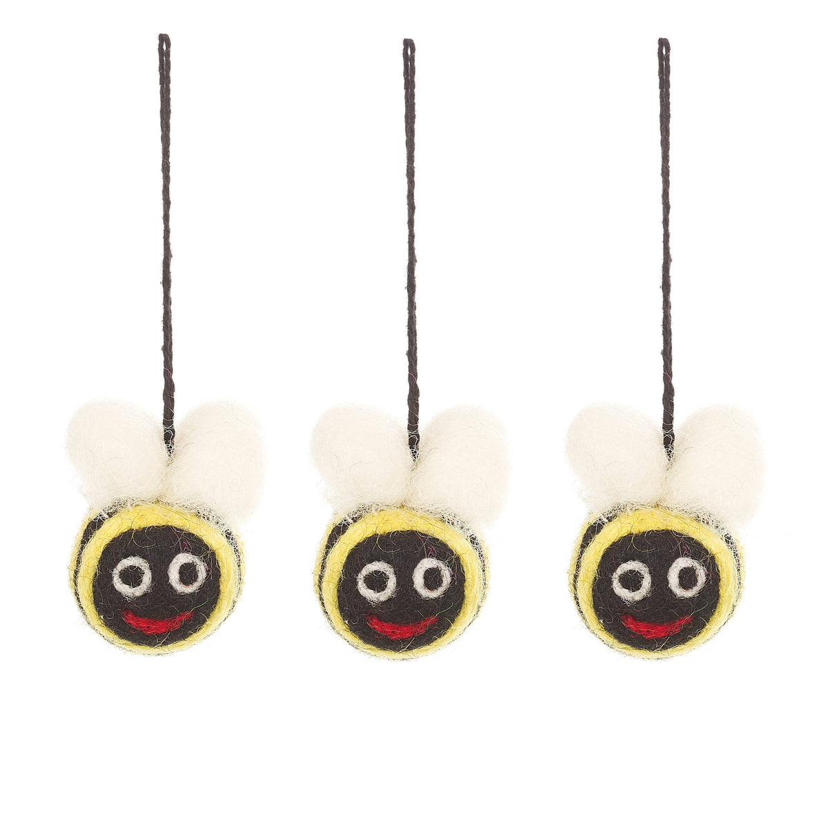 Handmade Felt Mini Bumblebees Set of 3 Hanging Decorations - r. h. ballard shop & gallery