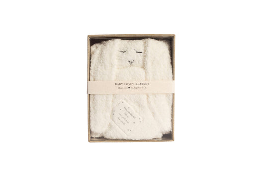 "How wonderful life is" Bunny Baby Lovey Blanket: White - r. h. ballard shop & gallery