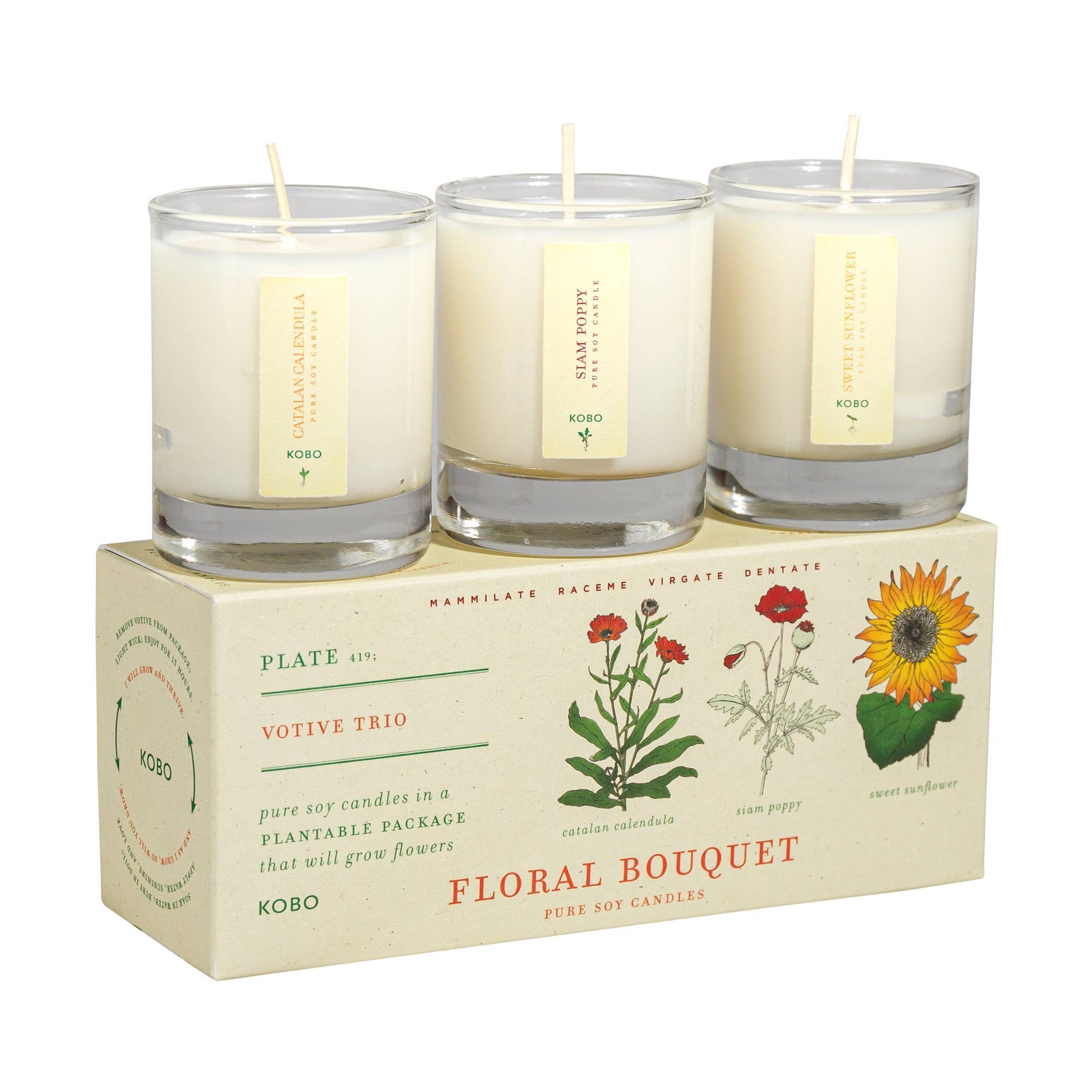 Plant the Box Votive Candle Trio - Floral Bouquet - r. h. ballard shop & gallery