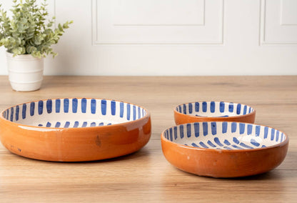 Moroccan Serving Dishes Set of 3 - Blue Stripe
