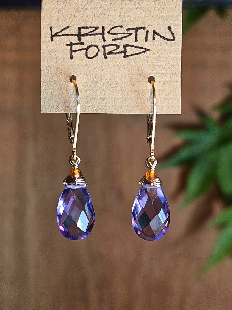 GF) Amethyst & Hessonite Earrings  EBL4925G