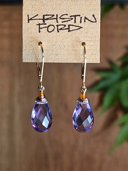 GF) Amethyst & Hessonite Earrings  EBL4925G