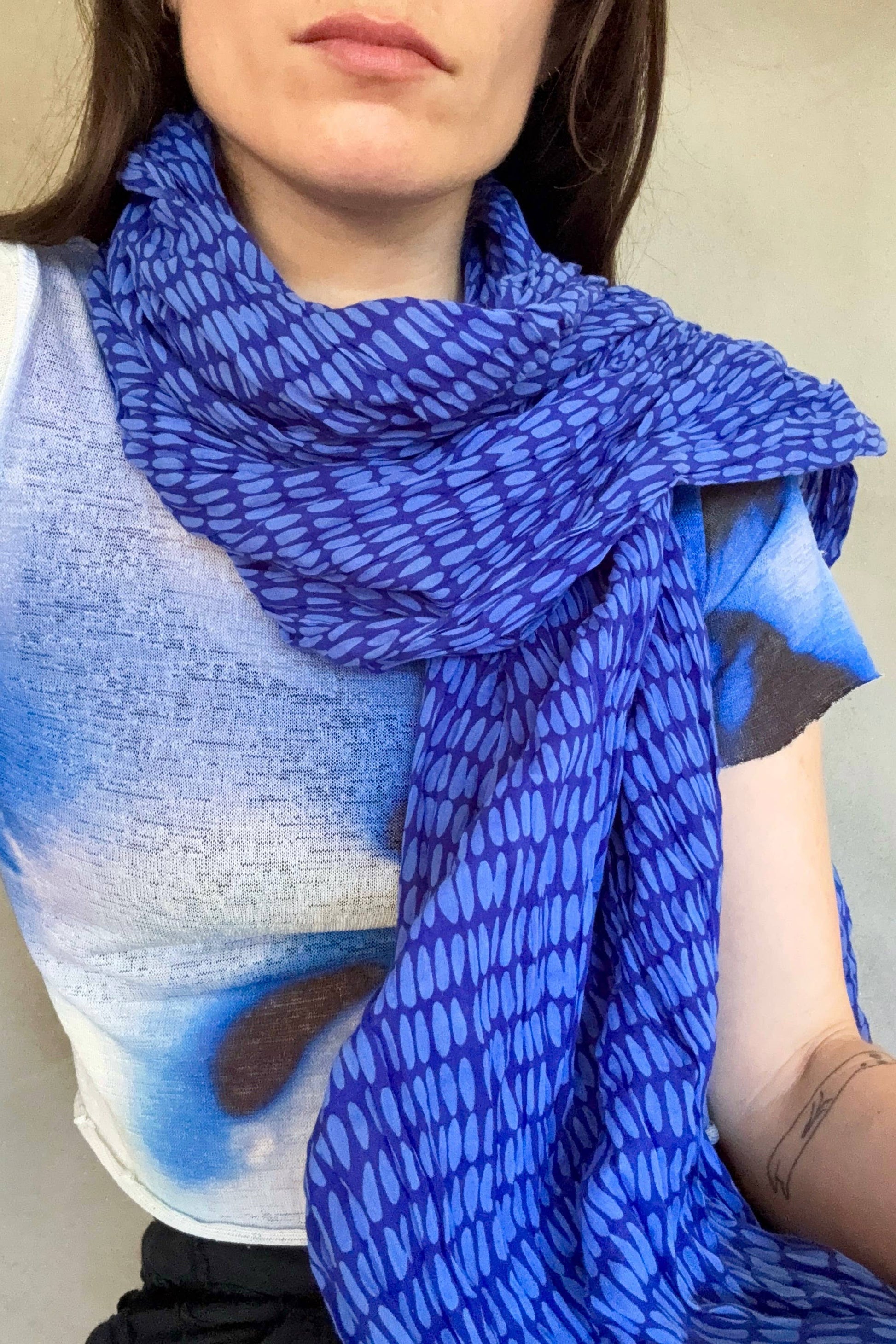 Blue Pod Cotton Scarf - r. h. ballard shop & gallery