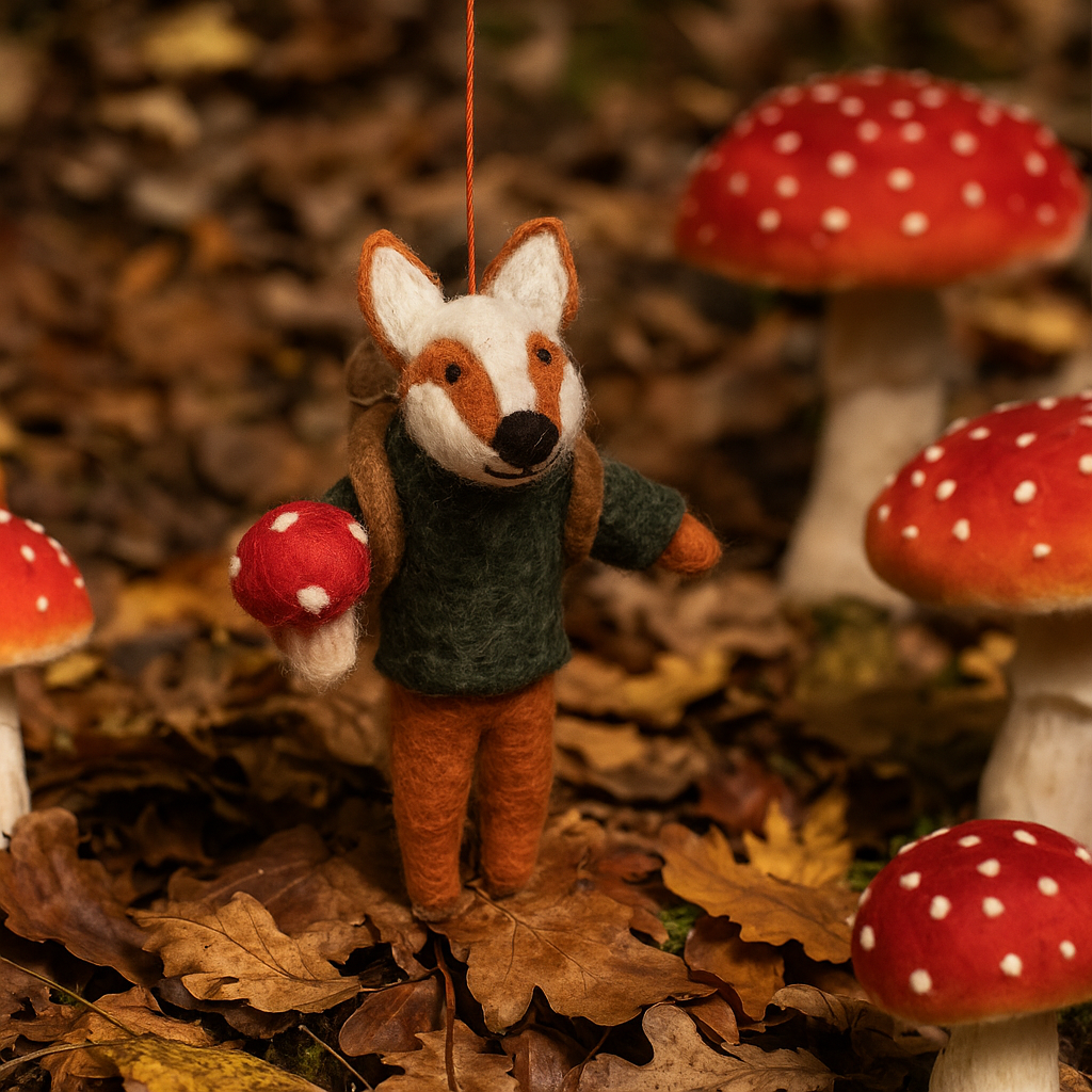 Handmade Felt Frankie Foraging Fox Decoration - r. h. ballard shop & gallery