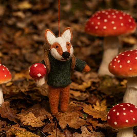 Handmade Felt Frankie Foraging Fox Decoration - r. h. ballard shop & gallery