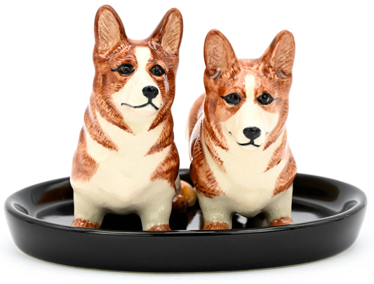 SALT AND PEPPER SHAKER Brown Corgi