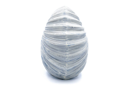 Palm M Blue and White Stripe -Handcrafted Porcelain Vase