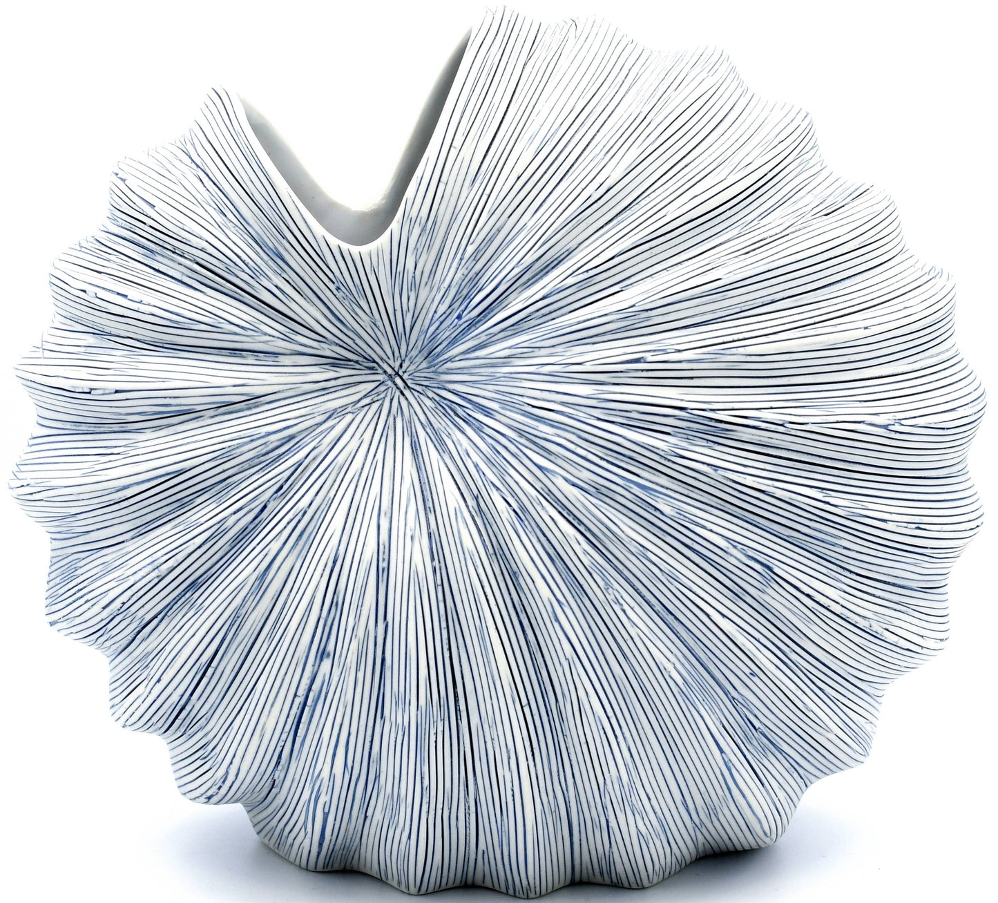 Palm M Blue and White Stripe -Handcrafted Porcelain Vase