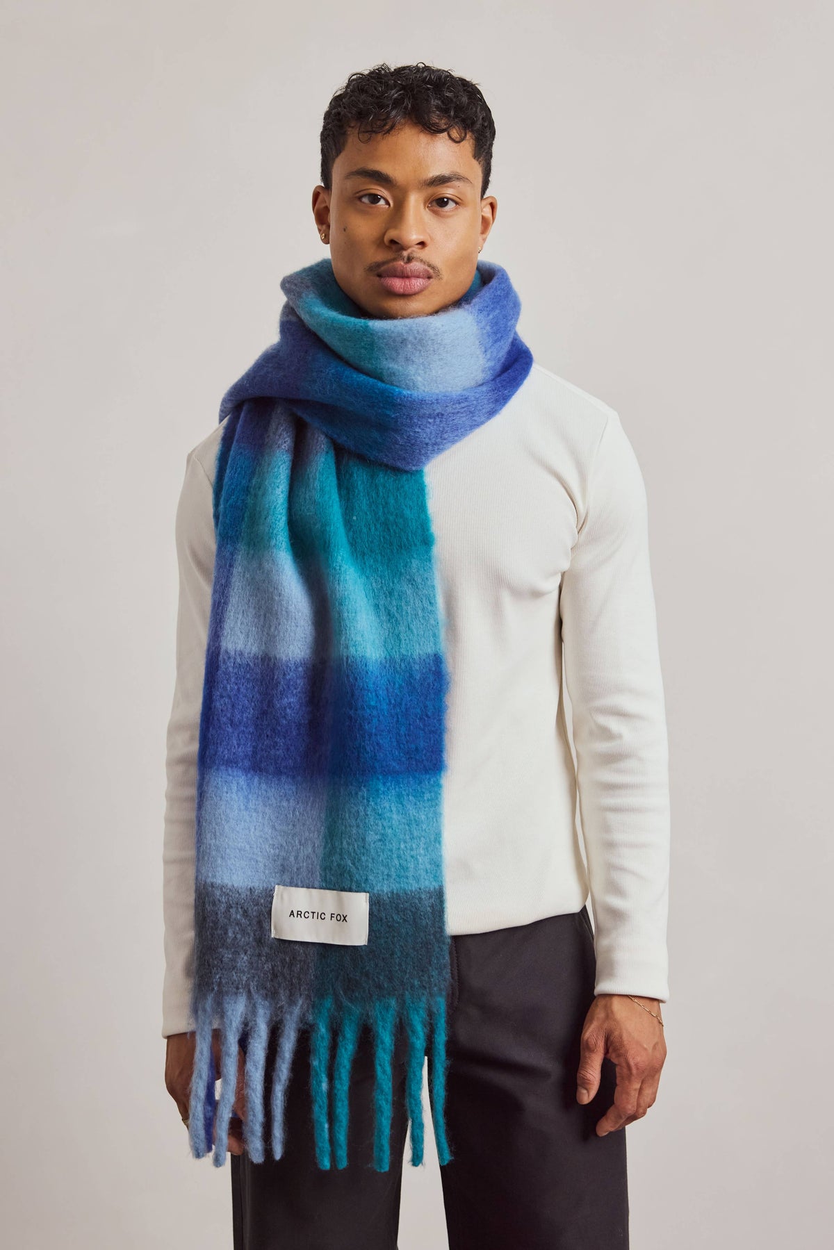 The Reykjavik Scarf - 100% Recycled - Blue Check - r. h. ballard shop & gallery