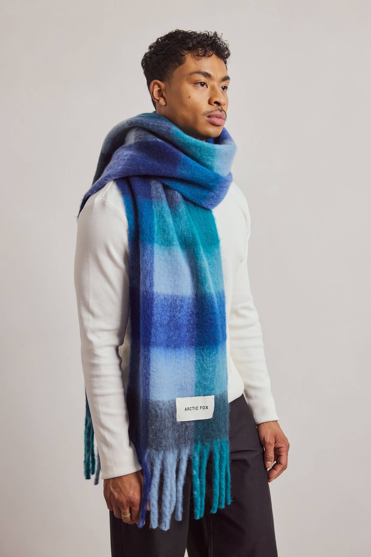 The Reykjavik Scarf - 100% Recycled - Blue Check - r. h. ballard shop & gallery
