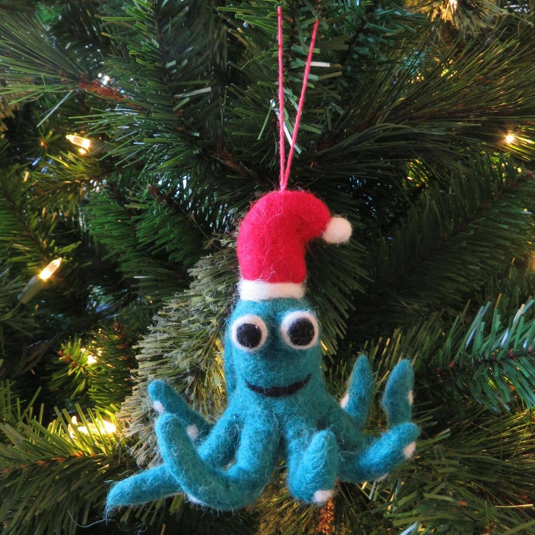 Handmade Felt Biodegradable Christmas Octopus Decoration - r. h. ballard shop & gallery